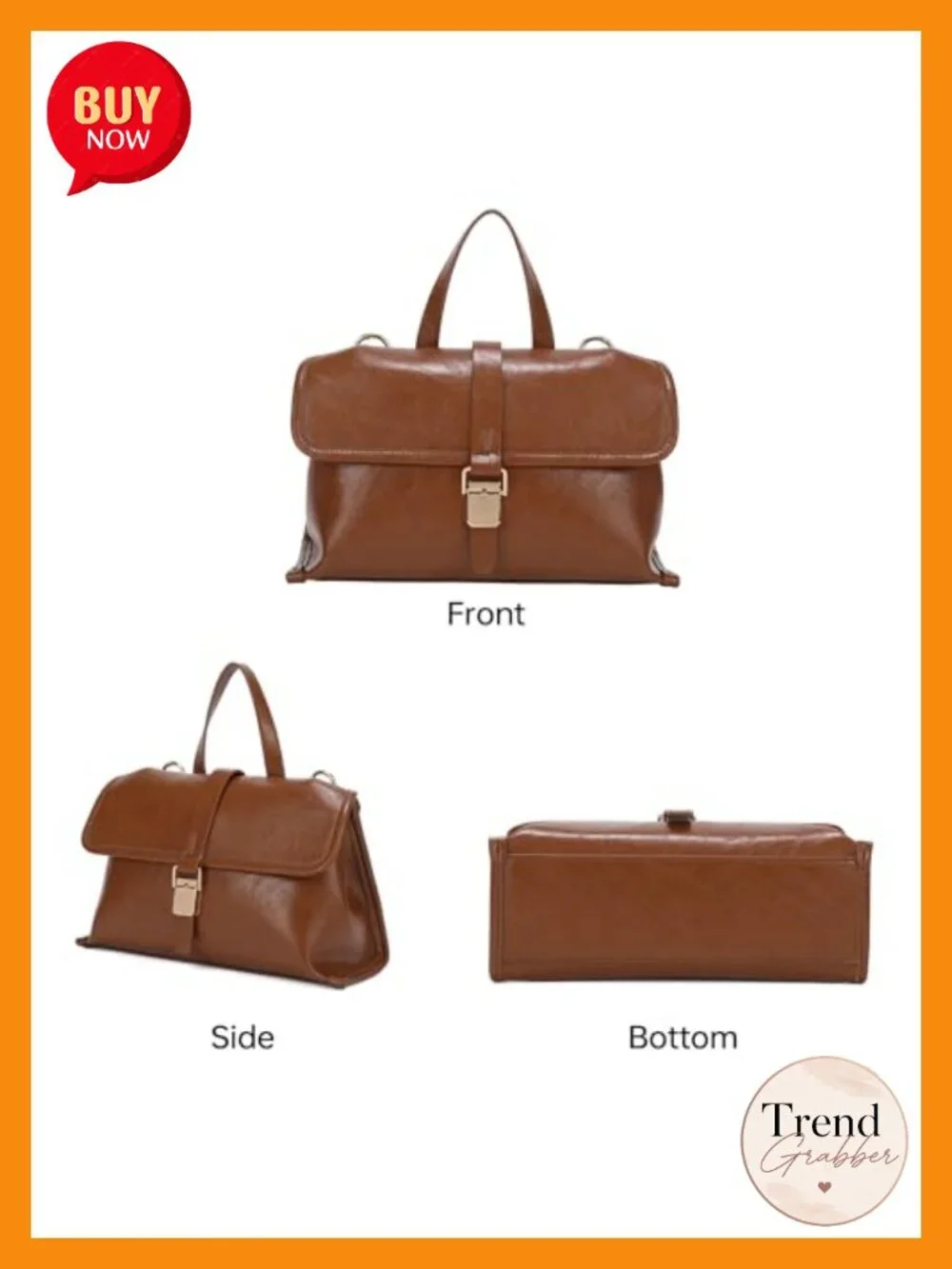 Vegan Leather Crossbody Bag with Top Handle and Adjustable Strap